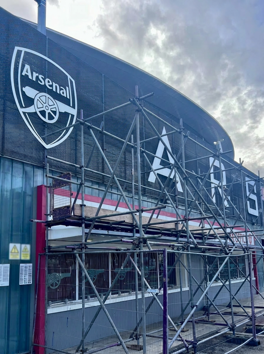 Armstrong Scaffolding commercial scaffolding installation at Arsenal Emirates Stadium in London