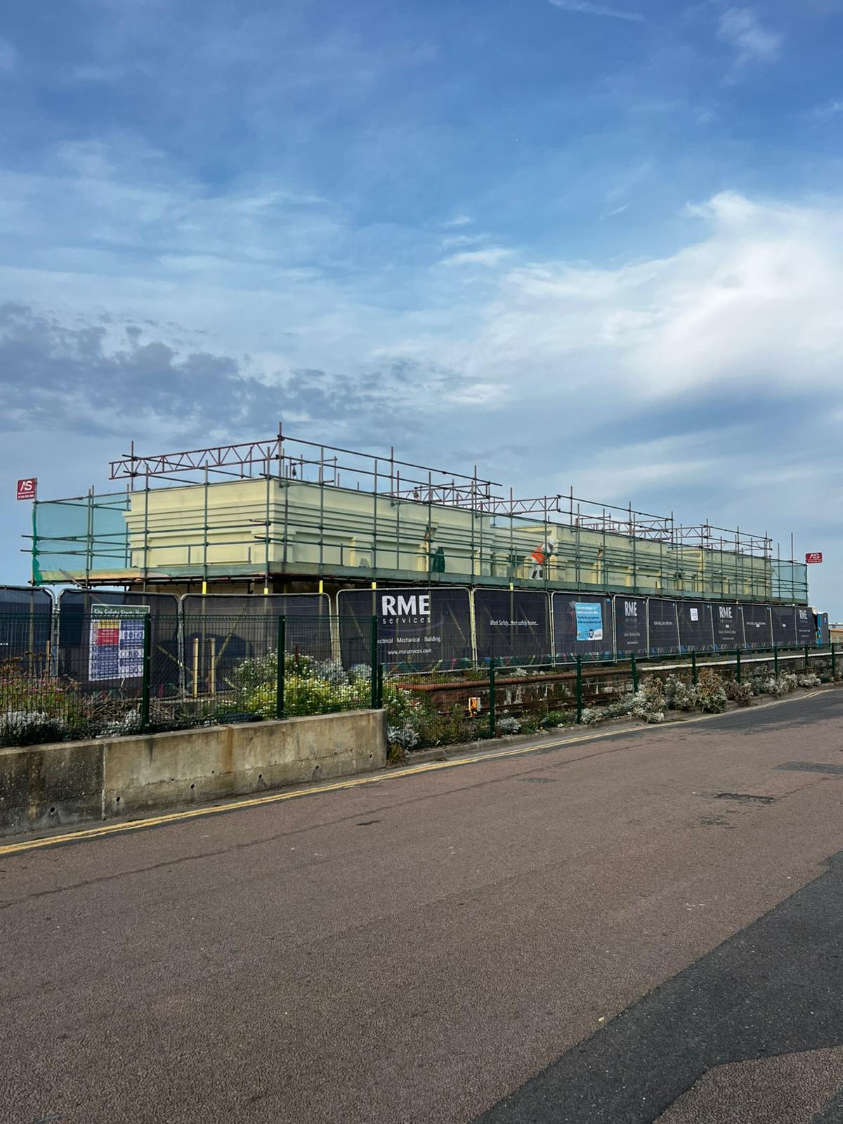 Armstrong Scaffolding commercial scaffolding at Volks Electric Railway station in Brighton