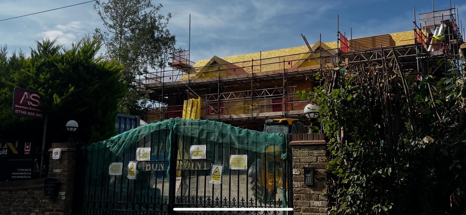 Armstrong Scaffolding new-build timber frame scaffolding in Orpington