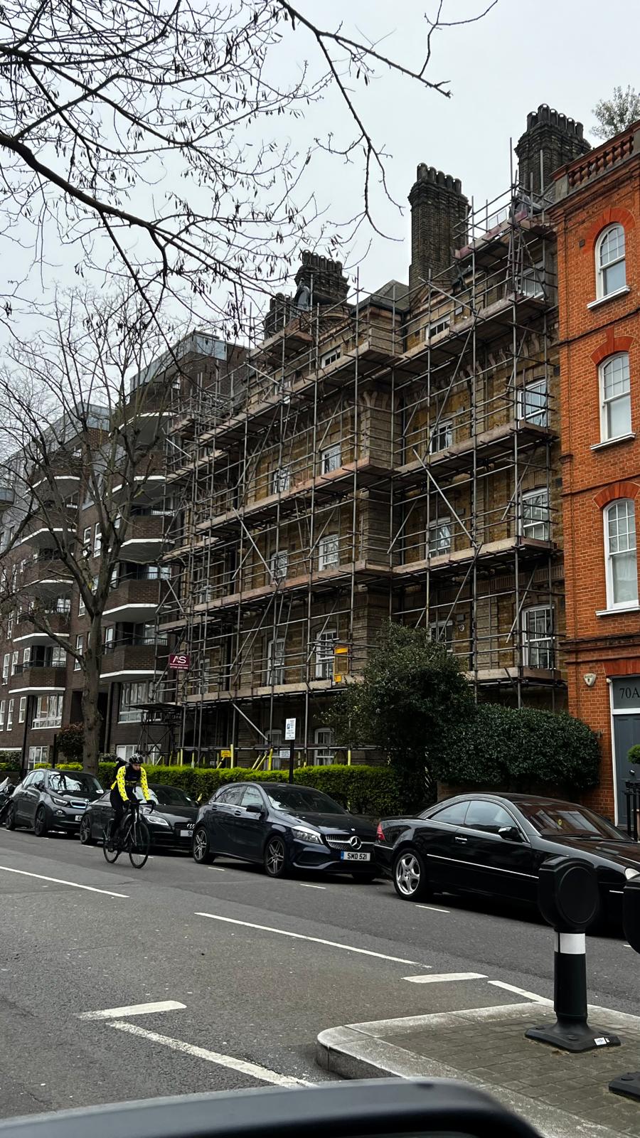 Armstrong Scaffolding residential access scaffold on a townhouse, representative of Maidstone (ME14–ME17) work